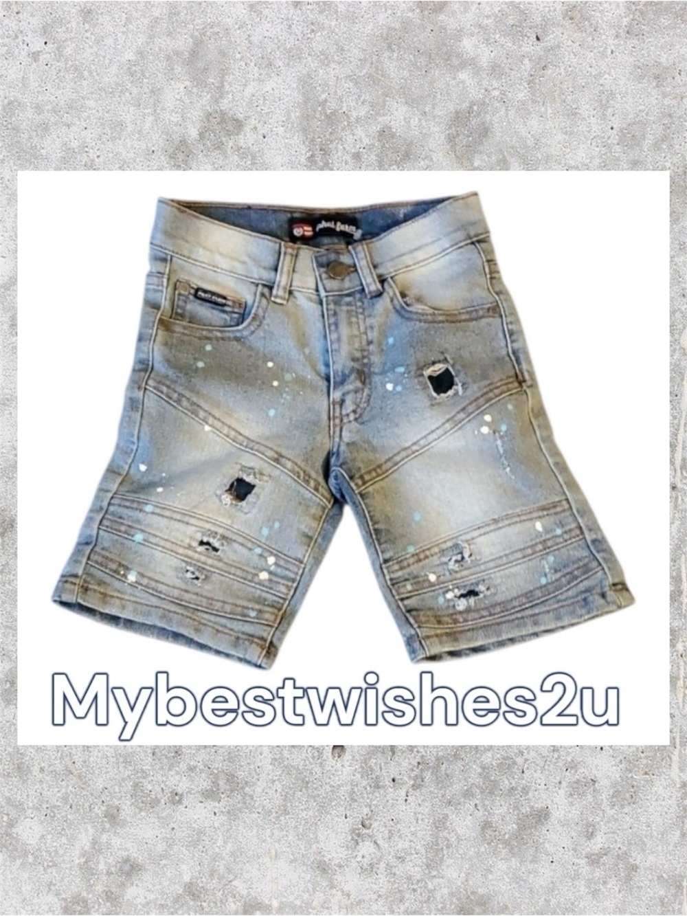 Phat Farm Blue Distress Kids Shorts Size 2t Or 3t See Measurements Rip + Repair - Picture 1 of 12